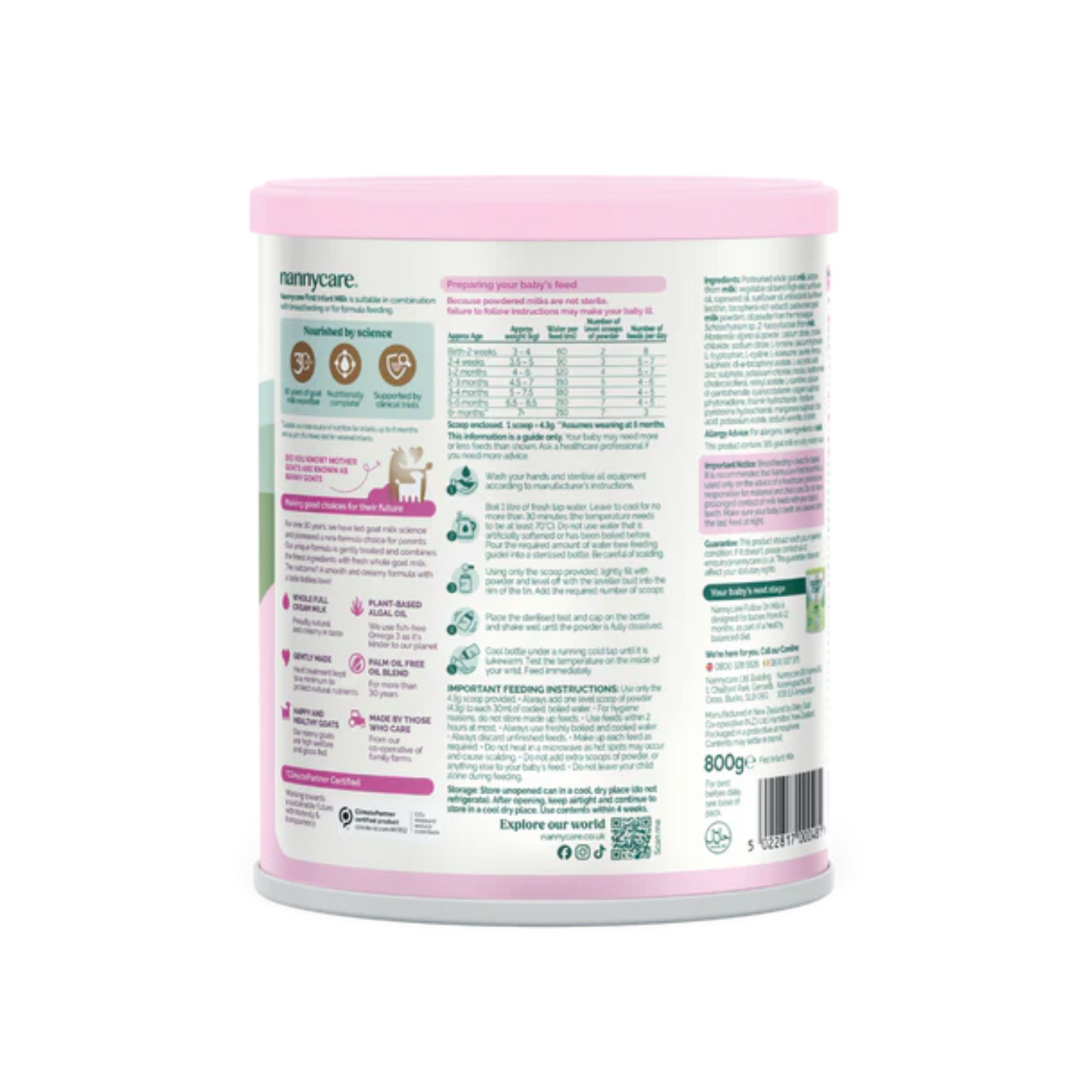 Nannycare Stage 1 First Infant Goat Milk Formula 800g