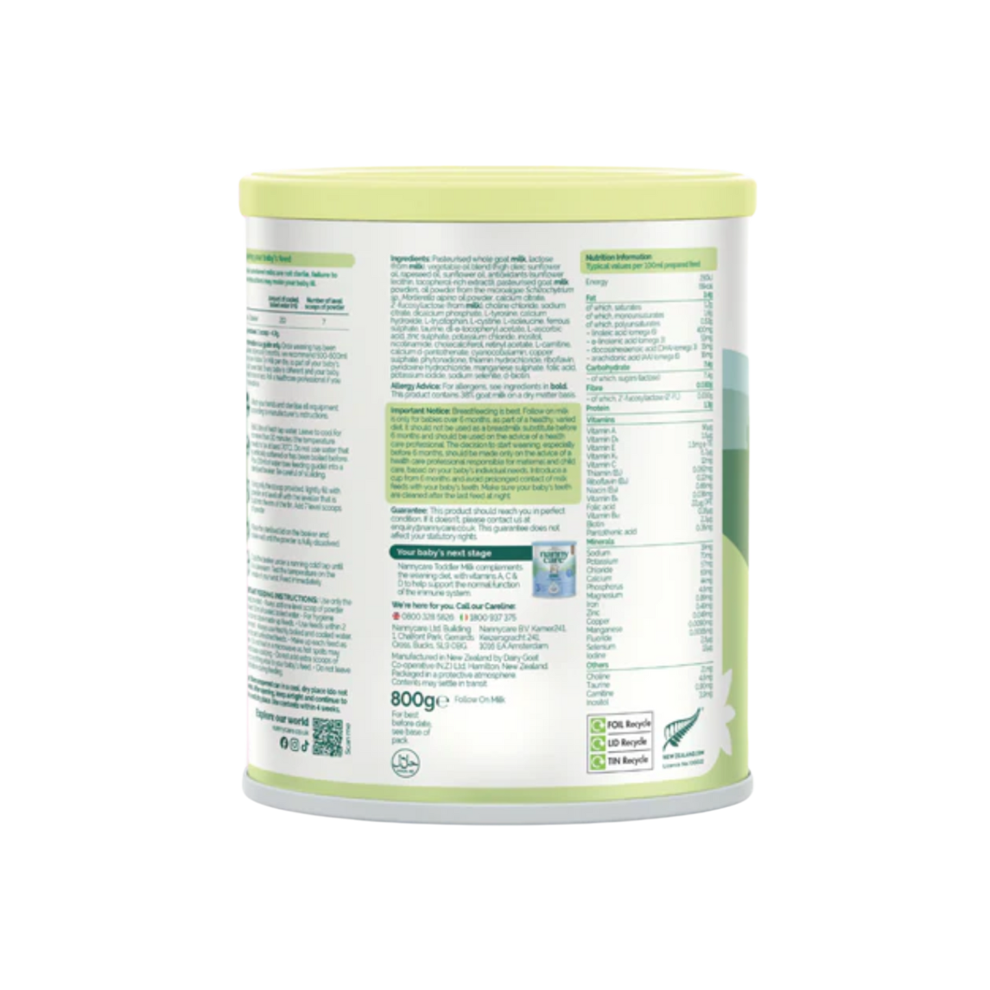 Nannycare Stage 2 Follow On Goat Milk Formula 800g