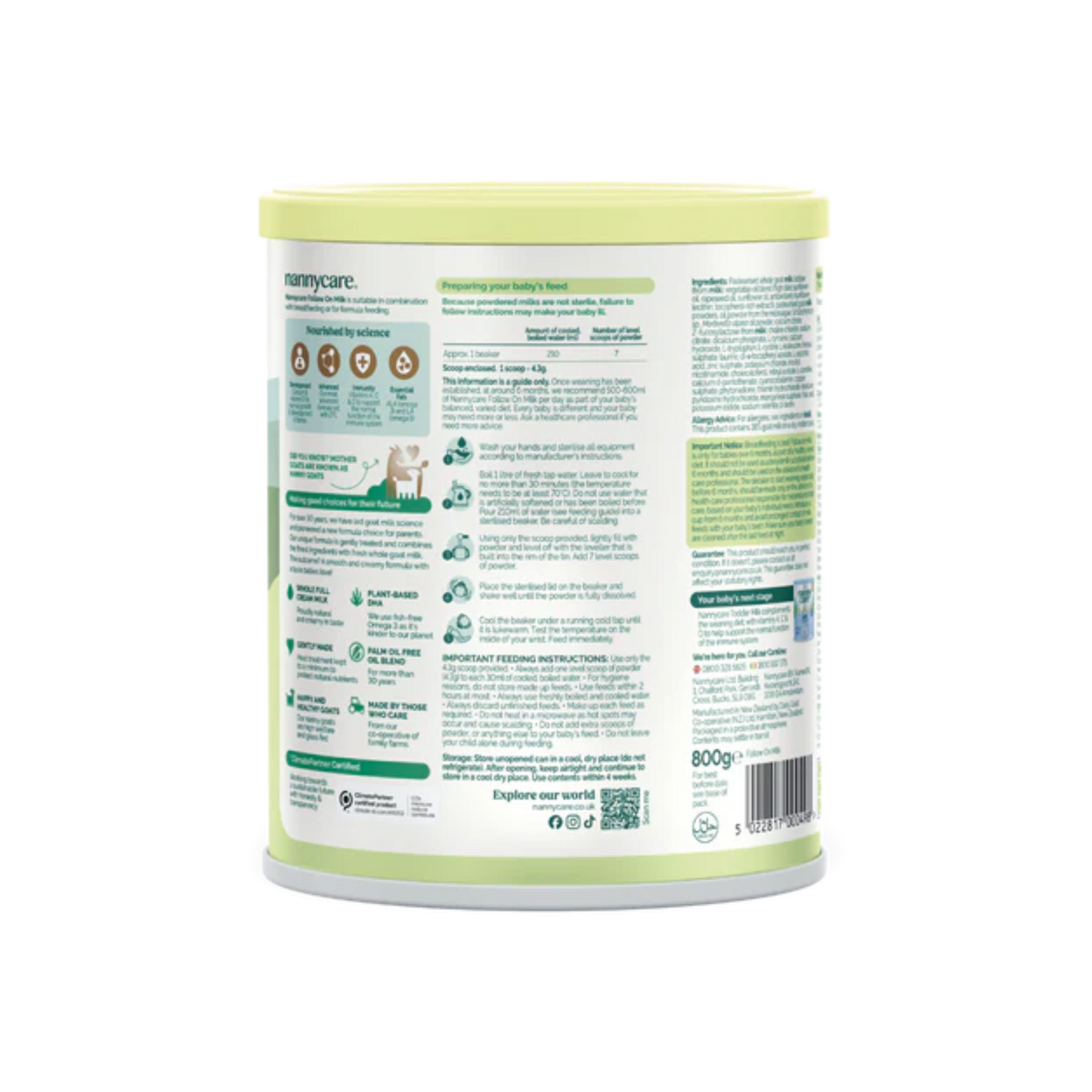 Nannycare Stage 2 Follow On Goat Milk Formula 800g